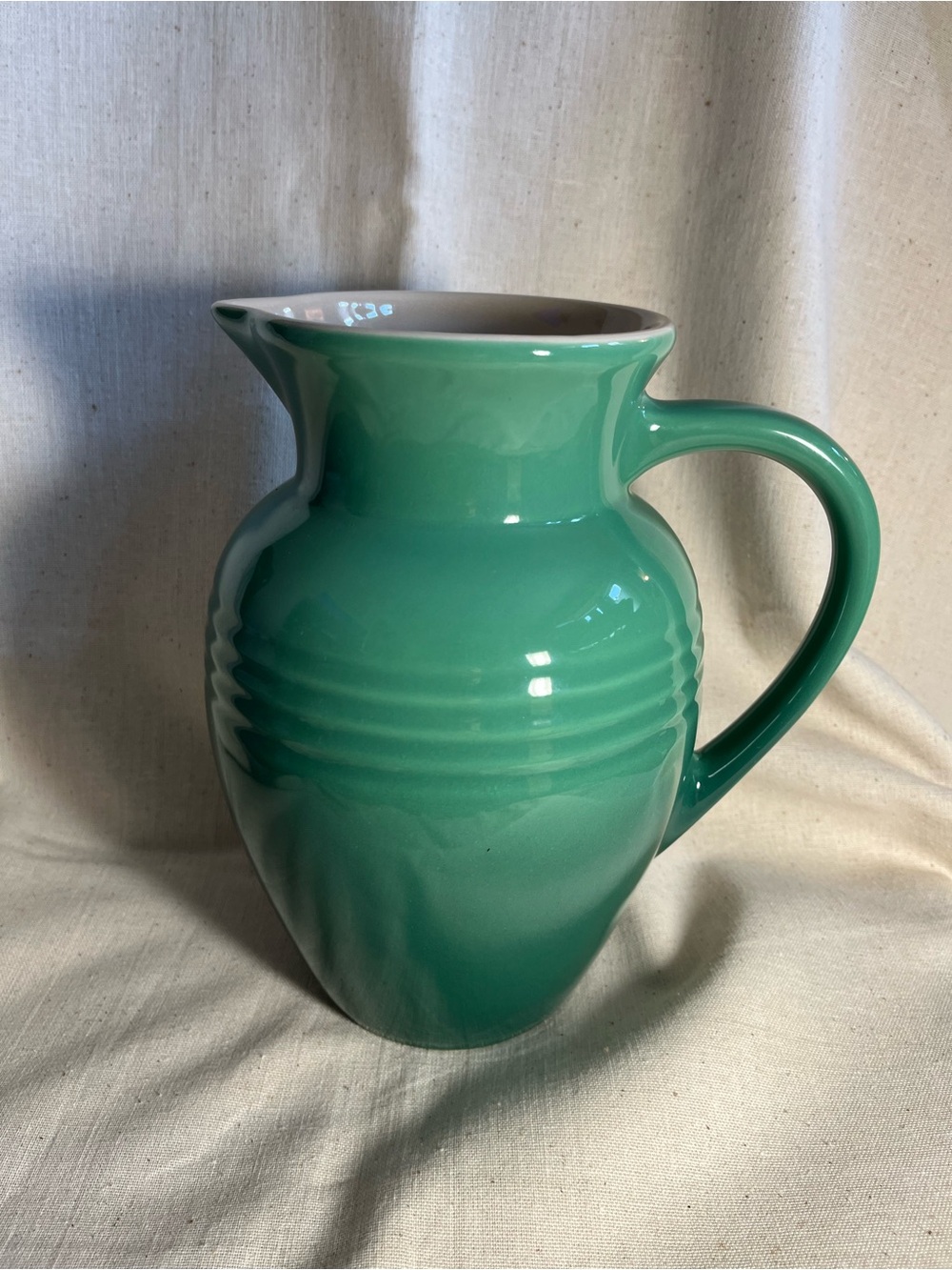 Le Creuset “Fennel Rosemary “ ceramic pitcher. 2 Quart Capacity